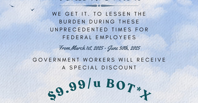 Government Worker Discount - $9.99/u bot*x image